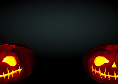 Low poly halloween pumpkin with shined faceのイラスト素材