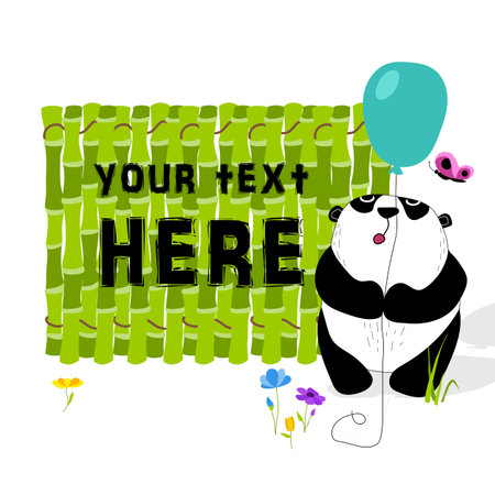 Cute and funny panda keeps balloon background.のイラスト素材