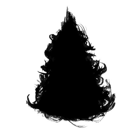 Vector hand drawn style illustration. Roughed black Christmas tree.のイラスト素材