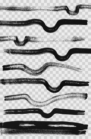 Hand drawn curved brushstrokes created by dry brush.のイラスト素材