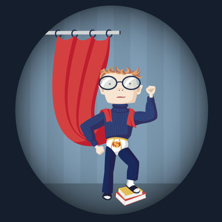 illustration of a boy looks like nerd superheroのイラスト素材
