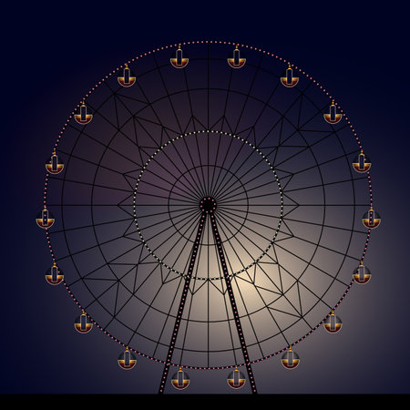 night Ferris wheel with illumination vector illustrationのイラスト素材