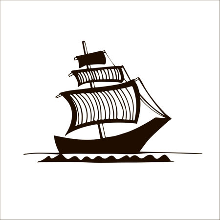 black&white graphic shipのイラスト素材