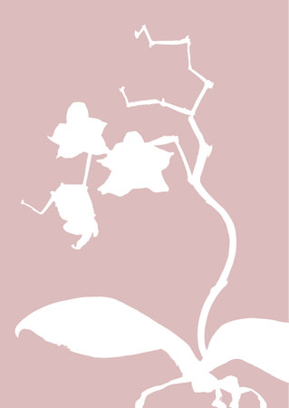 ink flowers orchid on stemのイラスト素材