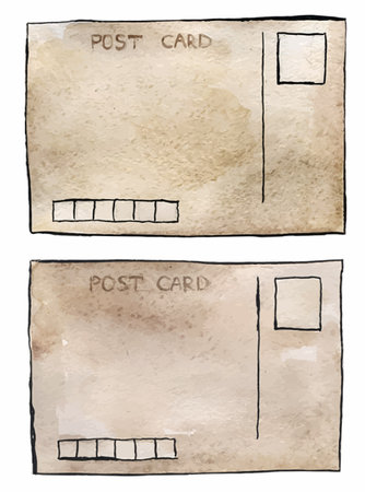 watercolor vintage postcardsのイラスト素材