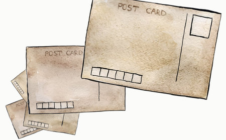 watercolor vintage postcardsのイラスト素材