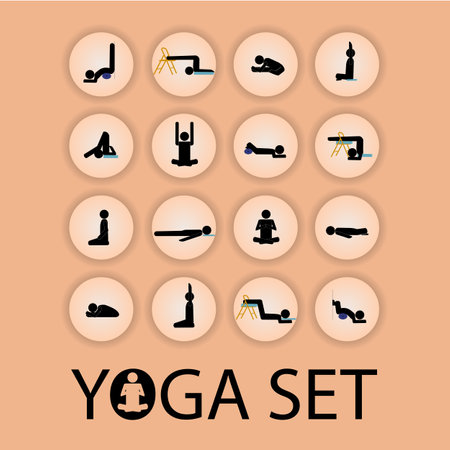 yoga stick man setのイラスト素材