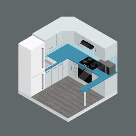 isometric modern kitchenのイラスト素材
