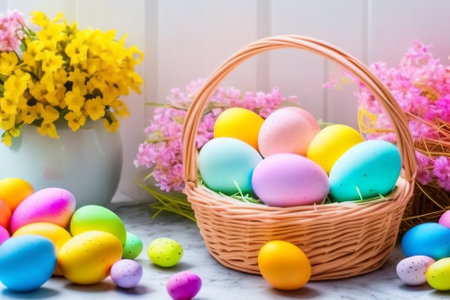 Close up of Easter eggsの素材