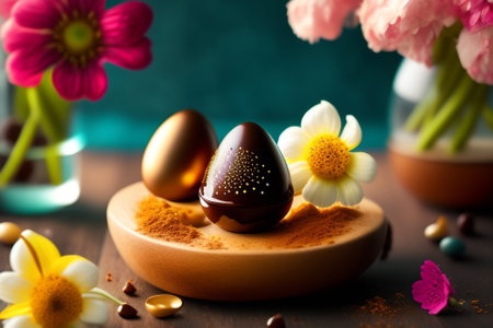 Easter eggs on the table.の素材