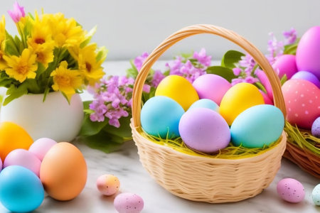 Close up of Easter eggsの素材