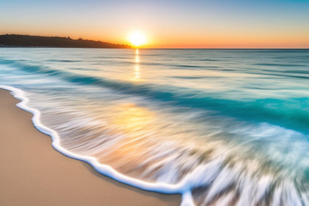 A beautiful sunset by the seaの素材