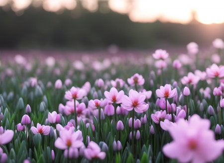 Field of flowers. Generative AIの素材