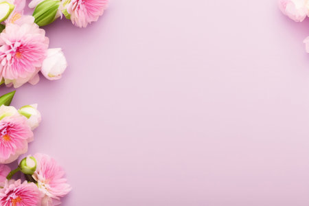 Plants and flowers on pink background.の素材