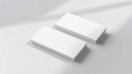 Blank business cards mockup on white background. 3D renderingの素材