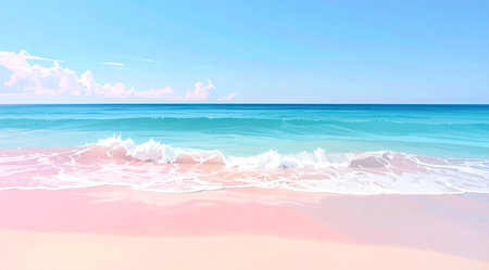 beautiful beach and tropical sea under blue sky,3d renderの素材