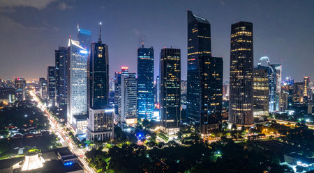 jakarta cityscape at night.の素材