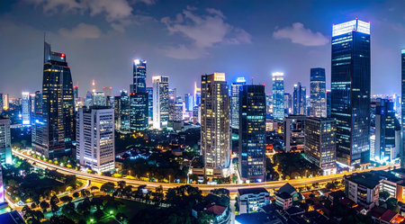 jakarta cityscape at nightの素材