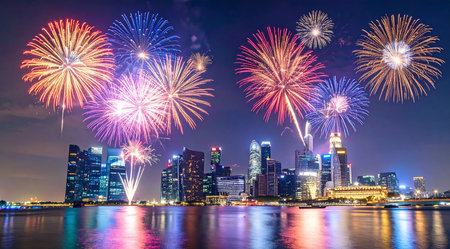 âJakarta Night Sky Lit by Fireworksの素材