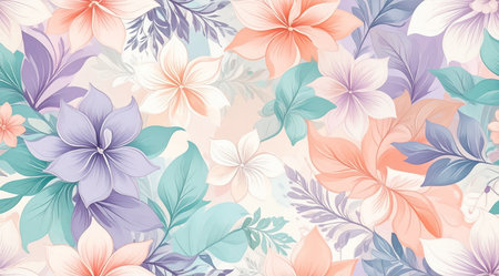 Seamless pattern with hibiscus flowers. Vector illustration.の素材