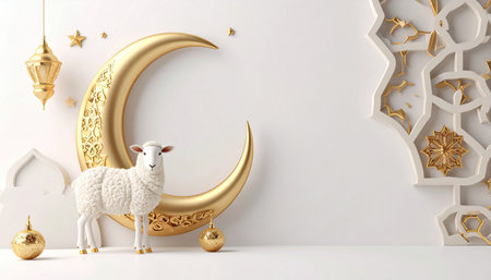 Modern Eid al-Adha Greeting Background with Lambの素材