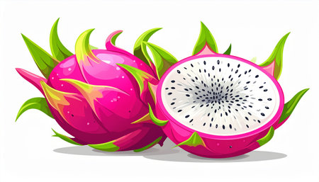 Dragon fruit on a white background.の素材