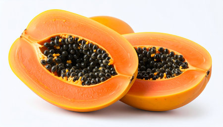 Papaya fruit isolated on white background. Clipping path.の素材