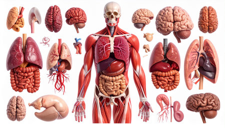 Human internal organs. Anatomy of human body. 3d illustrationの素材