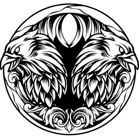 Eagles Head With Ornaments Silhouetteのイラスト素材