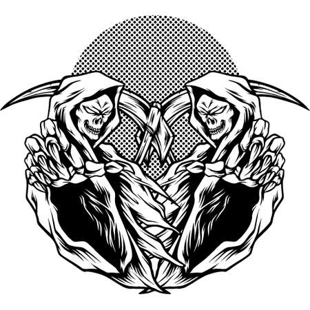 Twin Devil Monster Silhouetteのイラスト素材