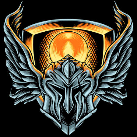 Spartan Helmet With Wingsのイラスト素材