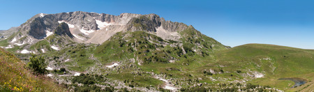 Psheho-Su mountain and lake Psenodah on the right landscape. Lago-Naki plateau, Caucasus, Russia, summer. Panorama.の写真素材