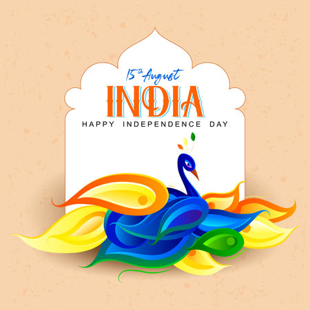 Illustration of background for Happy India Festival of Colors with peacockのイラスト素材