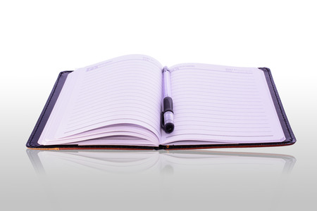 Open notebook  on white background