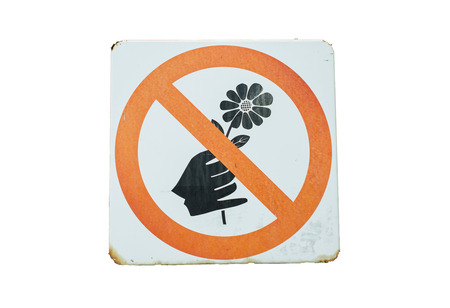 Do not pluck flowers,  sign warnの写真素材