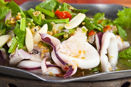 Boiled squid with Lemon,Thai style seafood,spicy and sourの写真素材