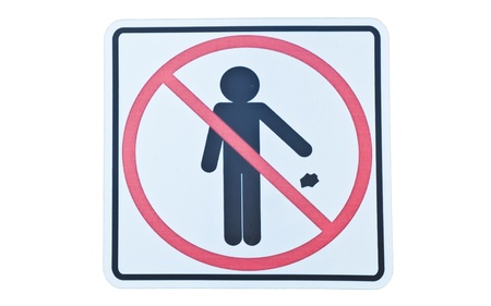 Do Not Litter Sign isolate on white backgroundの写真素材