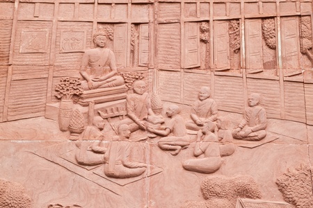 Native Thai art on low relief sculptureの写真素材