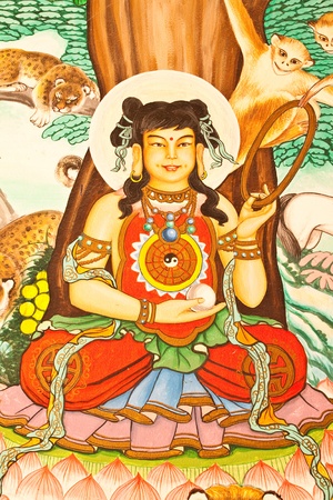 Art Chinese style painting on the wall in temple,Thailand.Generality in Thailand, any kind of art decorated in Buddhist church etc. created with money donated by people, no restrict in copy or use.のeditorial素材