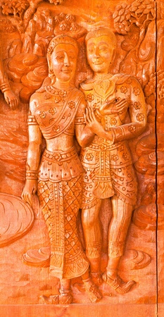 Traditional Thai style wood carving on the door of church,Generality in Thailand, any kind of art...