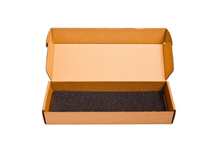 Empty open paper box isolated on white background