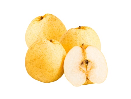 Pear fruits isolated on white background with clipping pathの写真素材