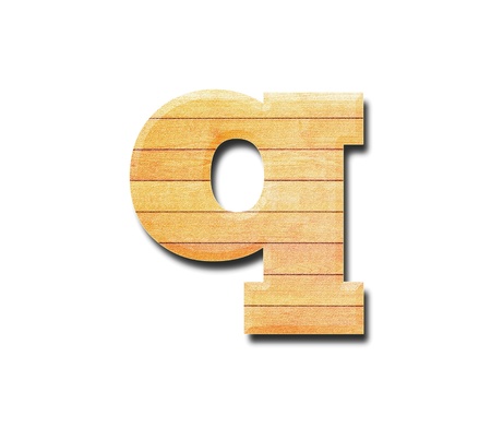 Wooden alphabet letter with drop shadow on white background, qの写真素材