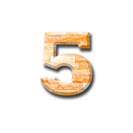 brick wall numeric with shadow on white background の写真素材