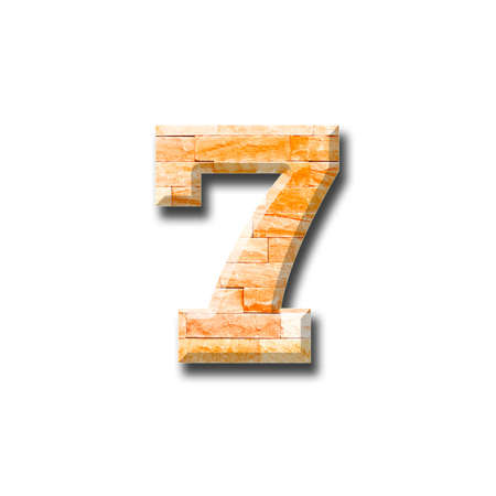 brick wall numeric with shadow on white background の写真素材