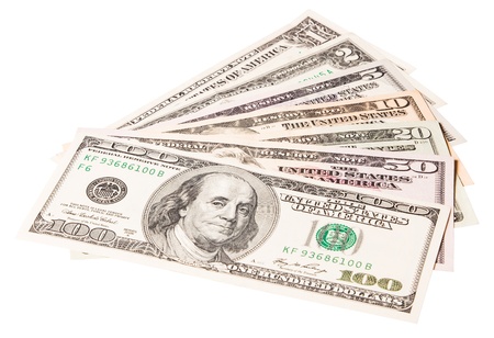 us dollar bills isolated on white 