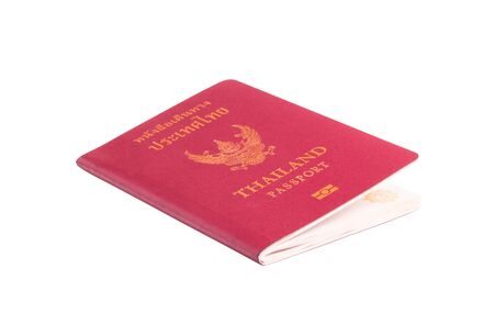 Thailand passport isolated on white background with clipping pathの写真素材