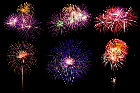 colorful fireworks over dark sky backgroundの写真素材
