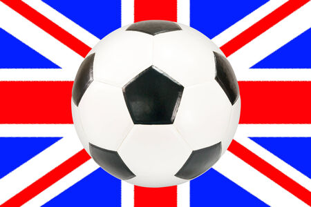 soccer ball with UK flag backgroundの写真素材