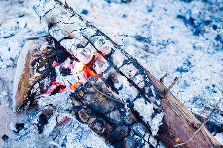 close up of camp fire flames and fireの写真素材